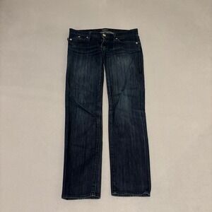 Rock & Republic Womens 28 Dark Wash Red Embroidered Logo Straight Leg Jeans